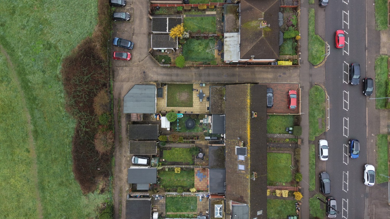 Top down drone shot of house